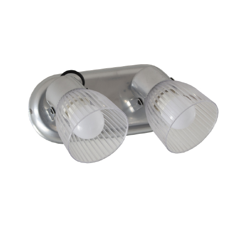 Aplique 2 luces E27 con base redonda y tulipa de policarbonato raye platil